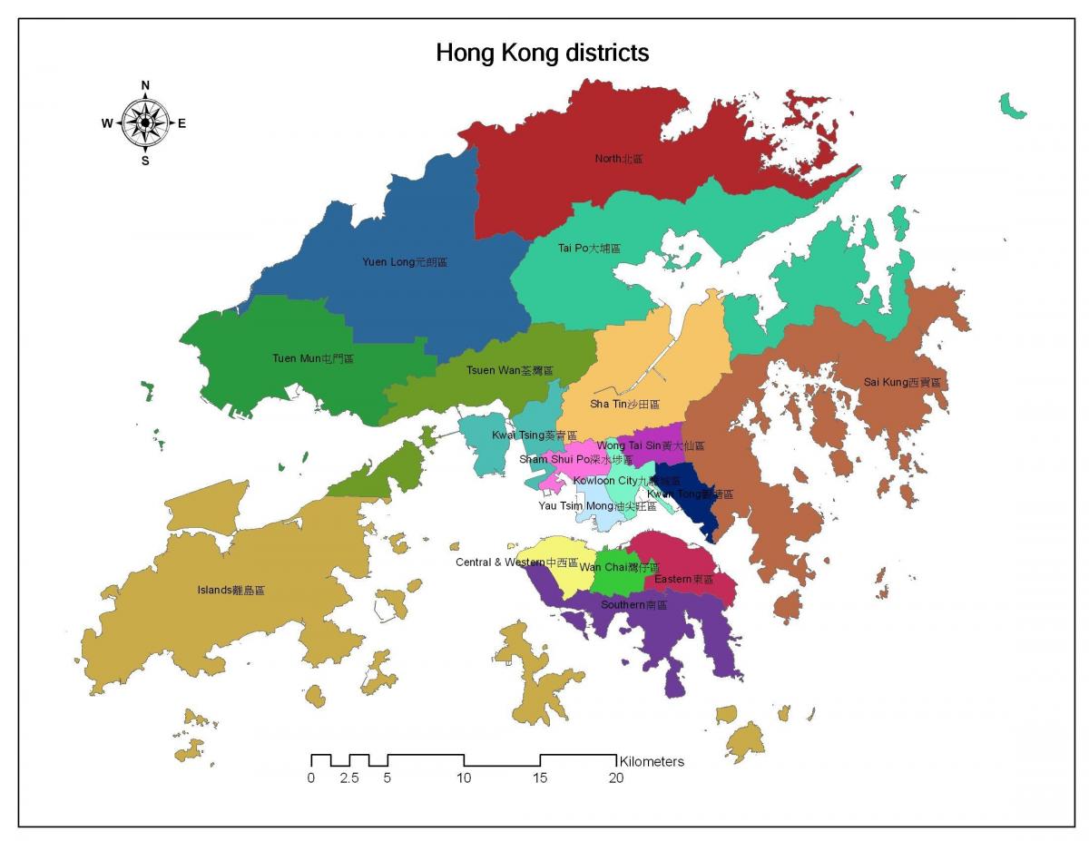 Hong Kong neighborhoods map